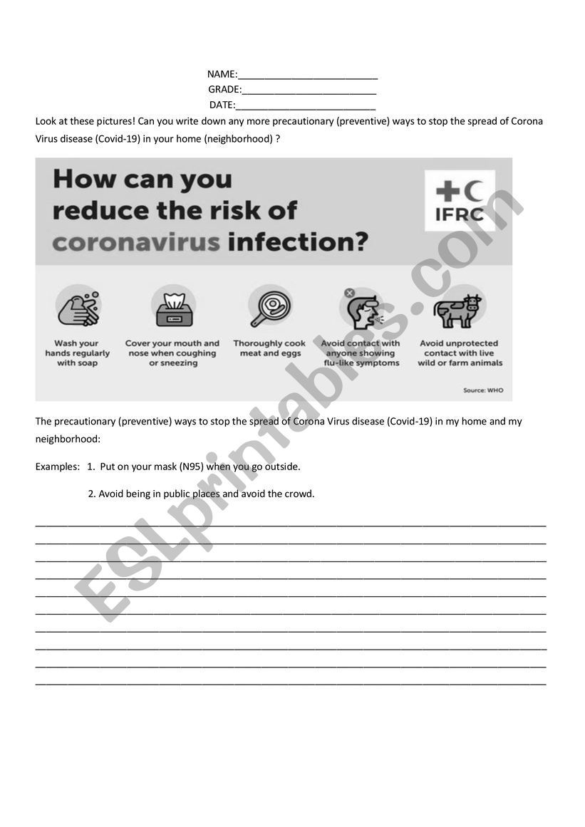 Covid 19 preventive measures worksheet