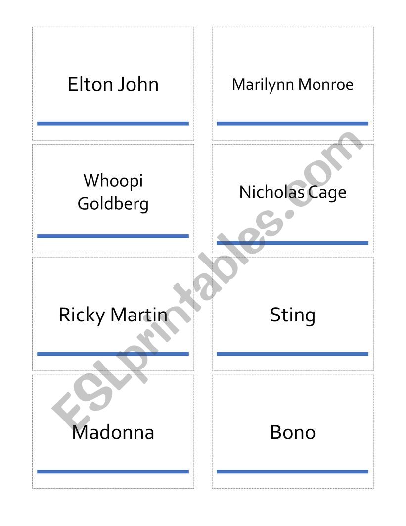 What�s in a name? Celebrity Matching card