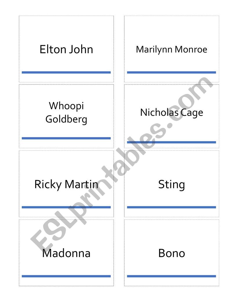 What�s in a name? Celebrity Matching card