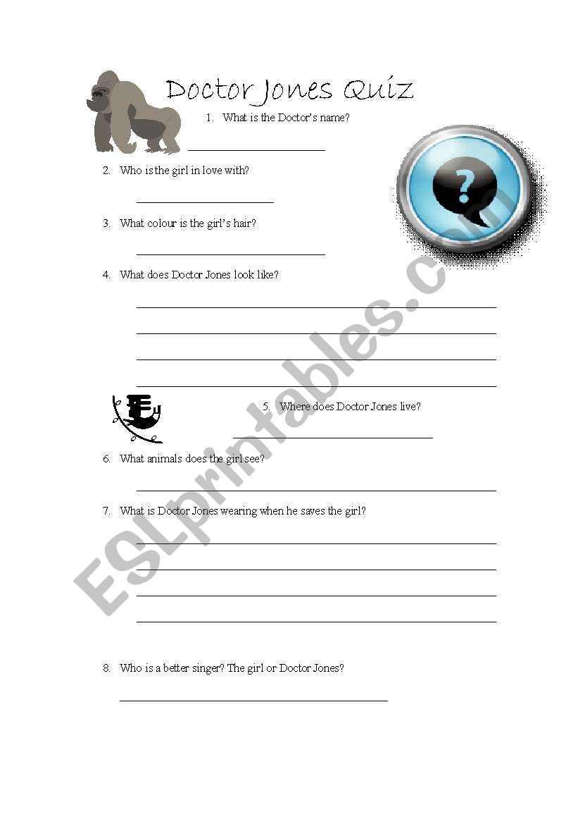 Doctor Jones Video Quiz worksheet