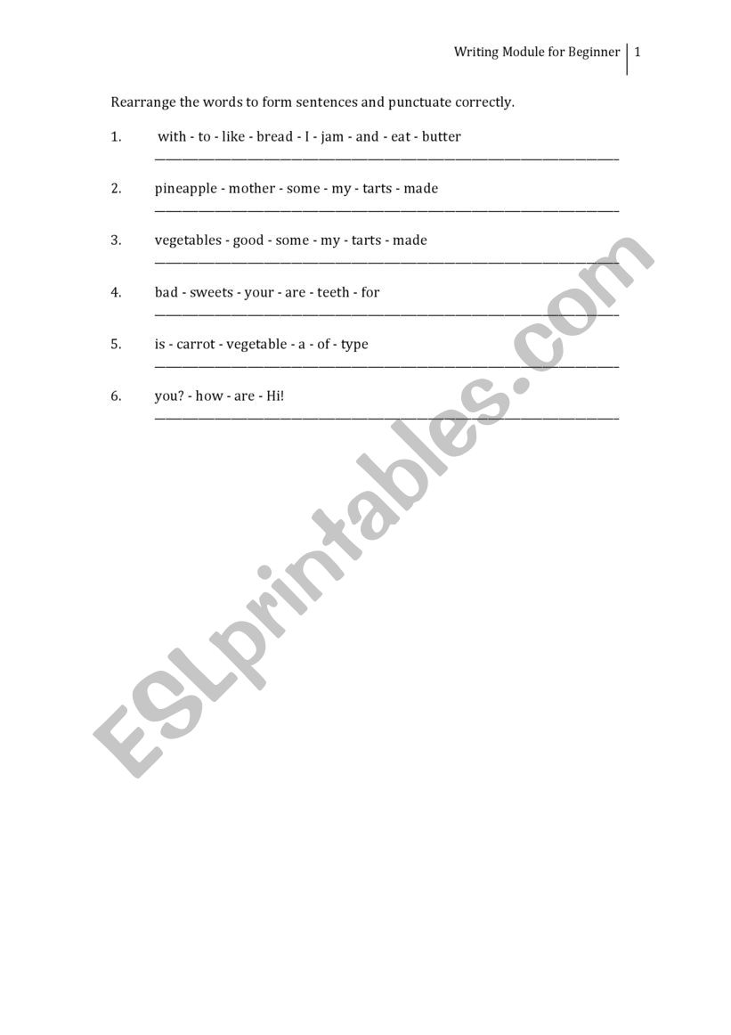 REARRANGE SENTENCES  worksheet