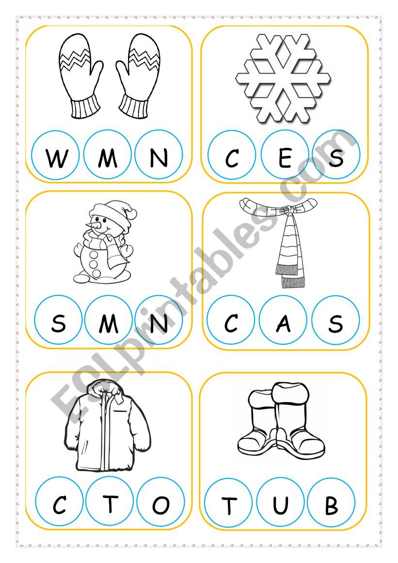 WINTER - Clothes worksheet
