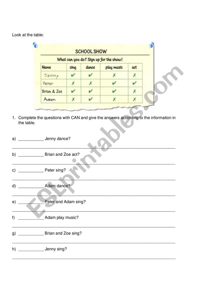 CAN vs. CAN�T worksheet