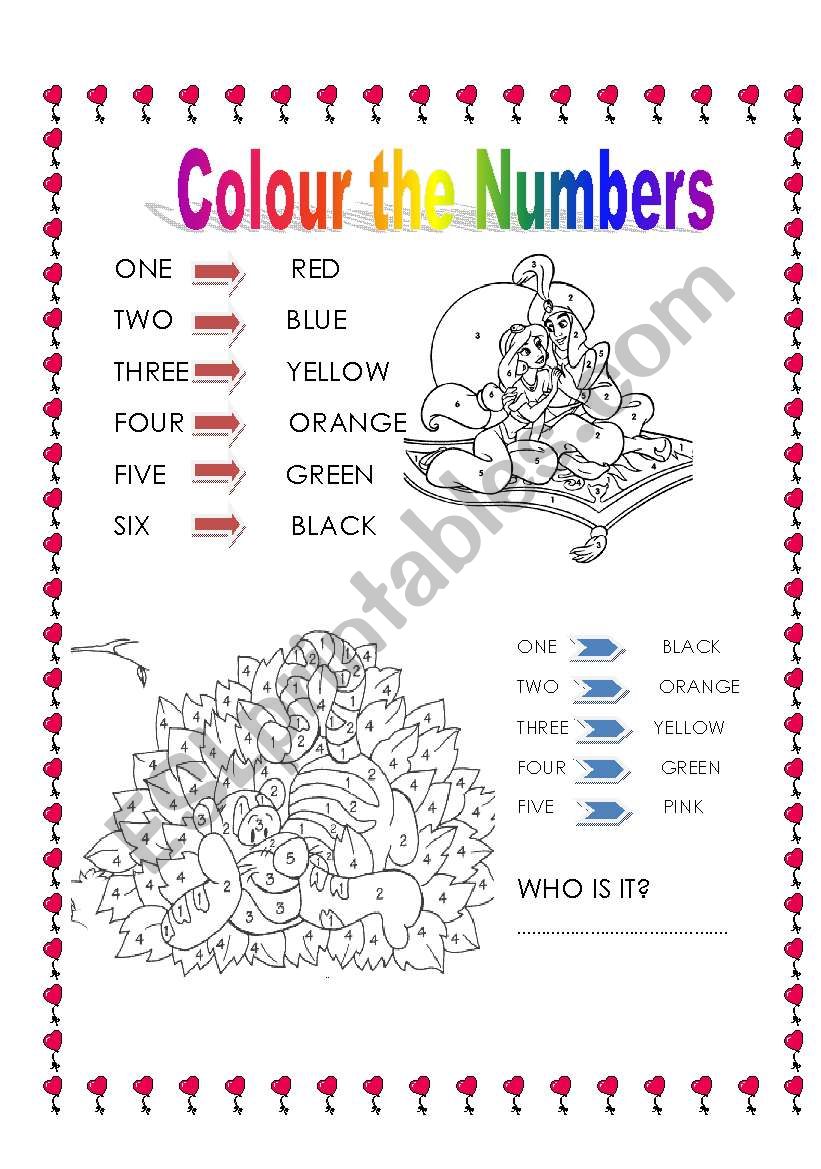 Colour The NUMBERS worksheet