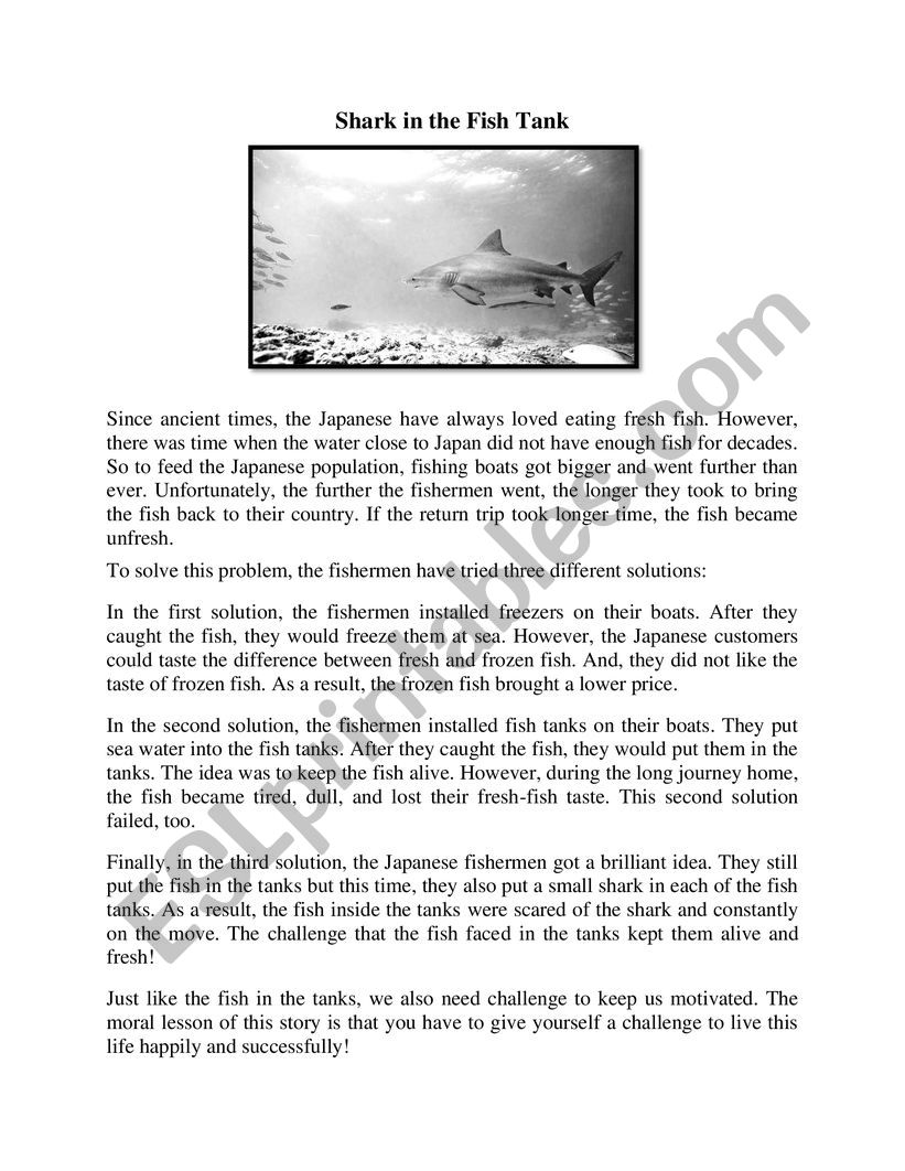 Shark in the Fish Tank worksheet