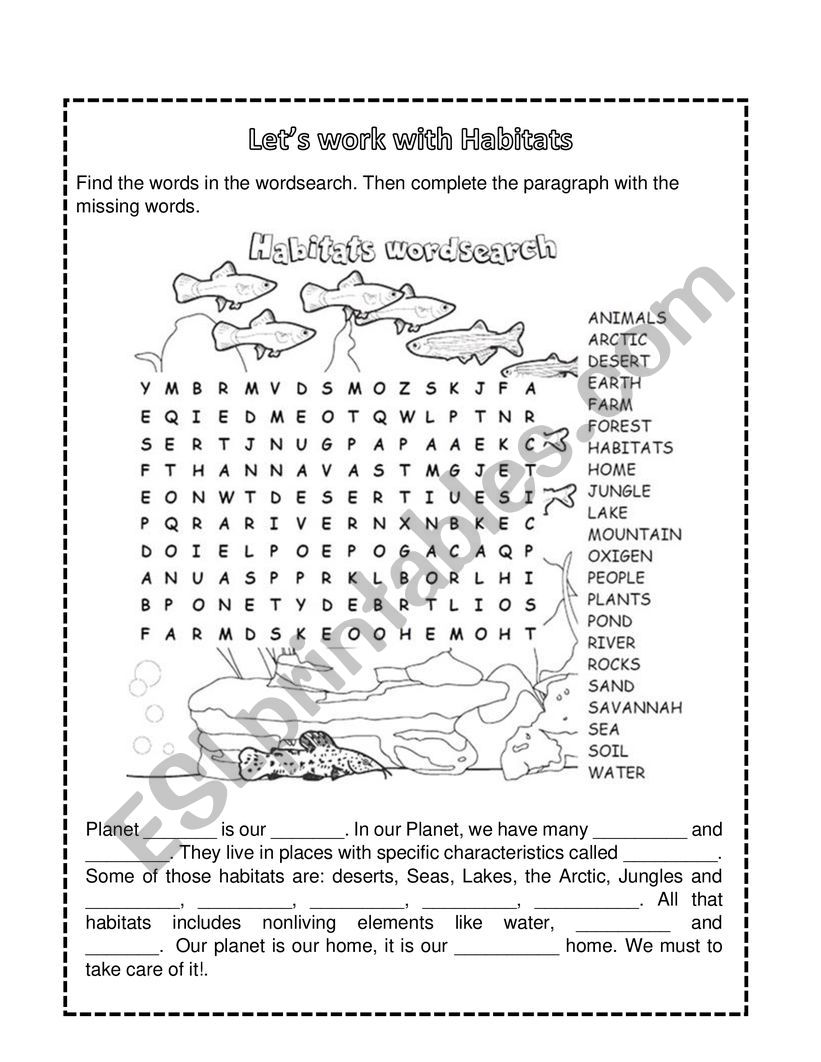Letâ€™s work with Habitats worksheet