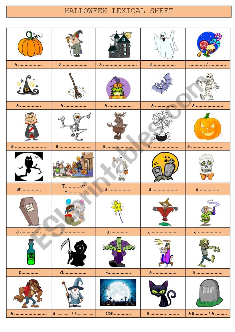 Halloween Lexical Sheet & keys