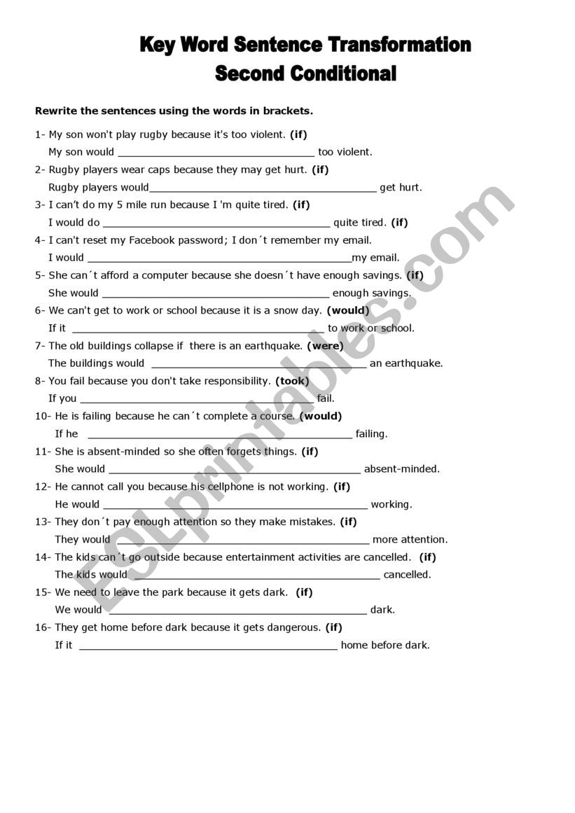 Key Word Transformation: Second Conditional