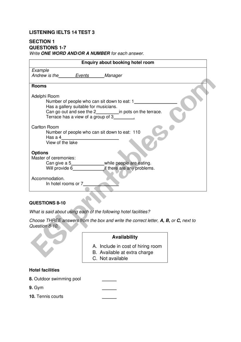 Gerente de branch worksheet