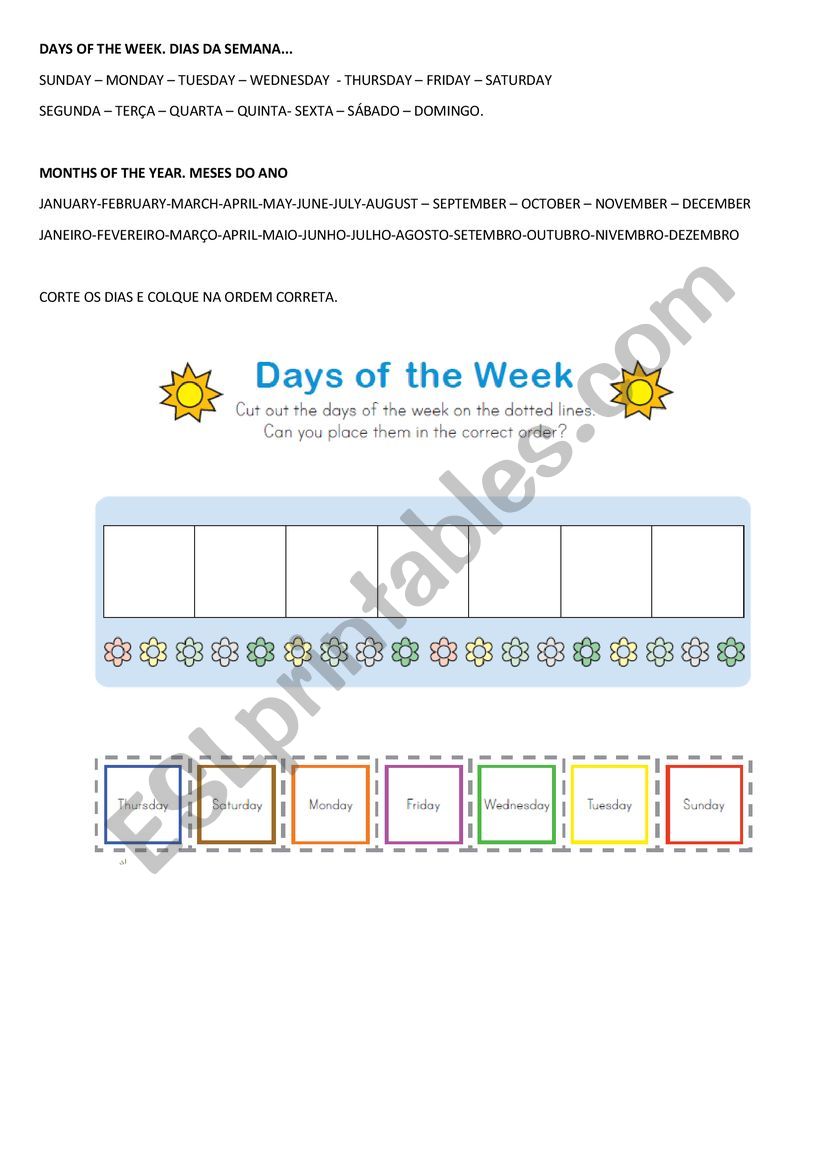 Days of the week worksheet