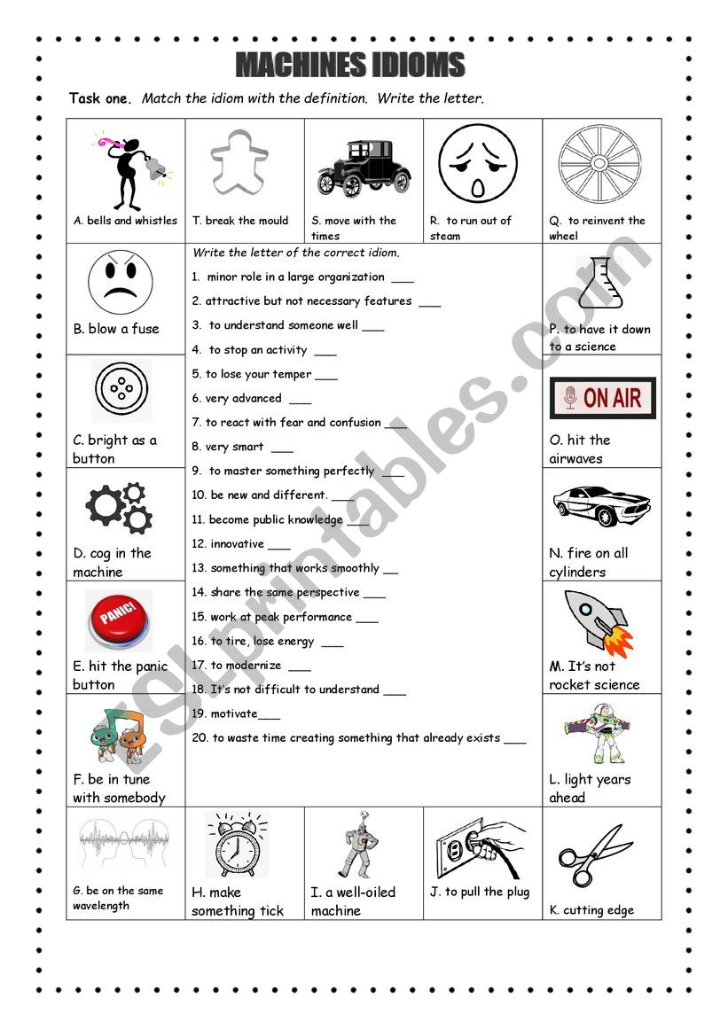 Machines Idioms worksheet