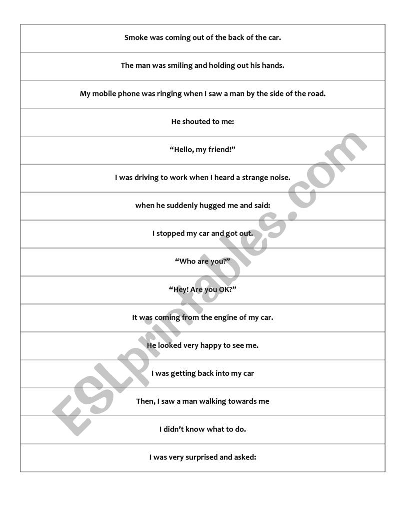 Order the story worksheet