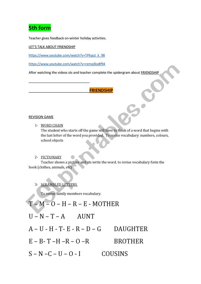 Holidays worksheet