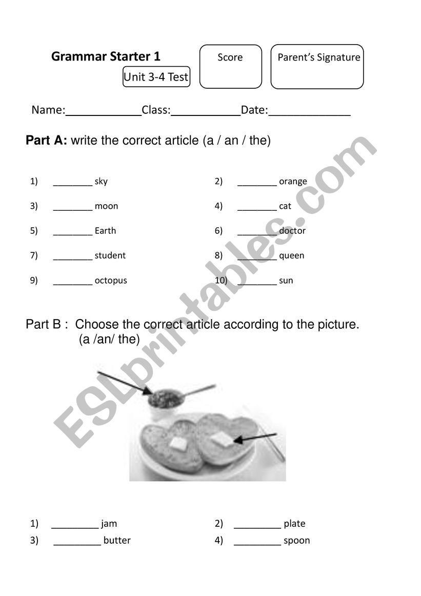Grammar article and plural nouns