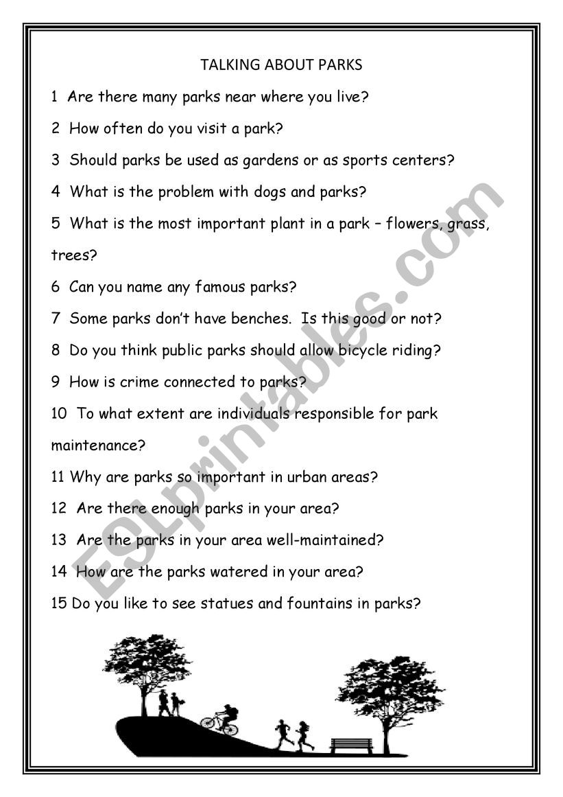 Lets Talk about Parks worksheet