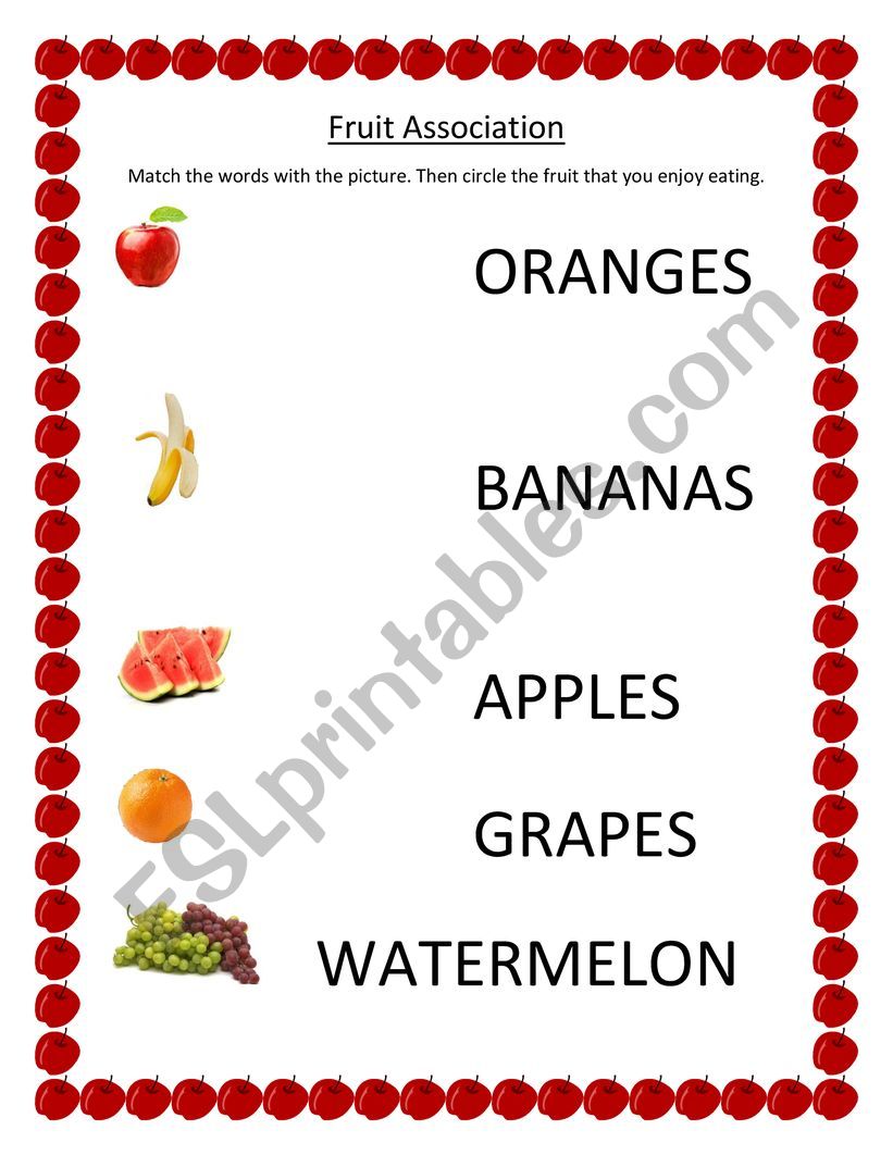 Fruit association  worksheet
