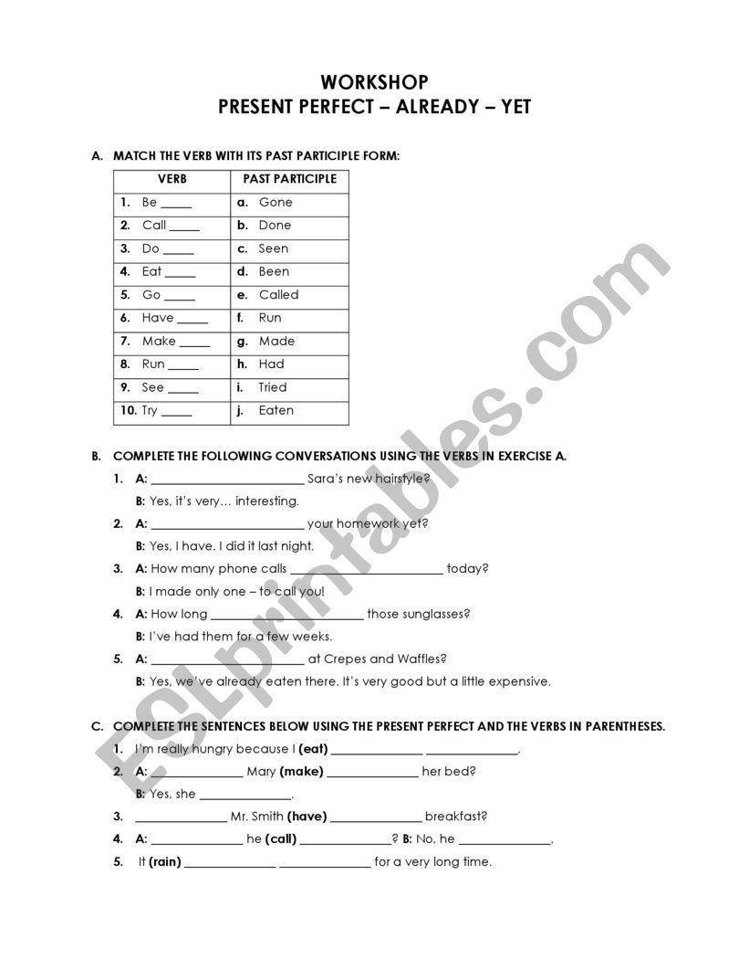 PRESENT PERFECT - ALREADY - YET