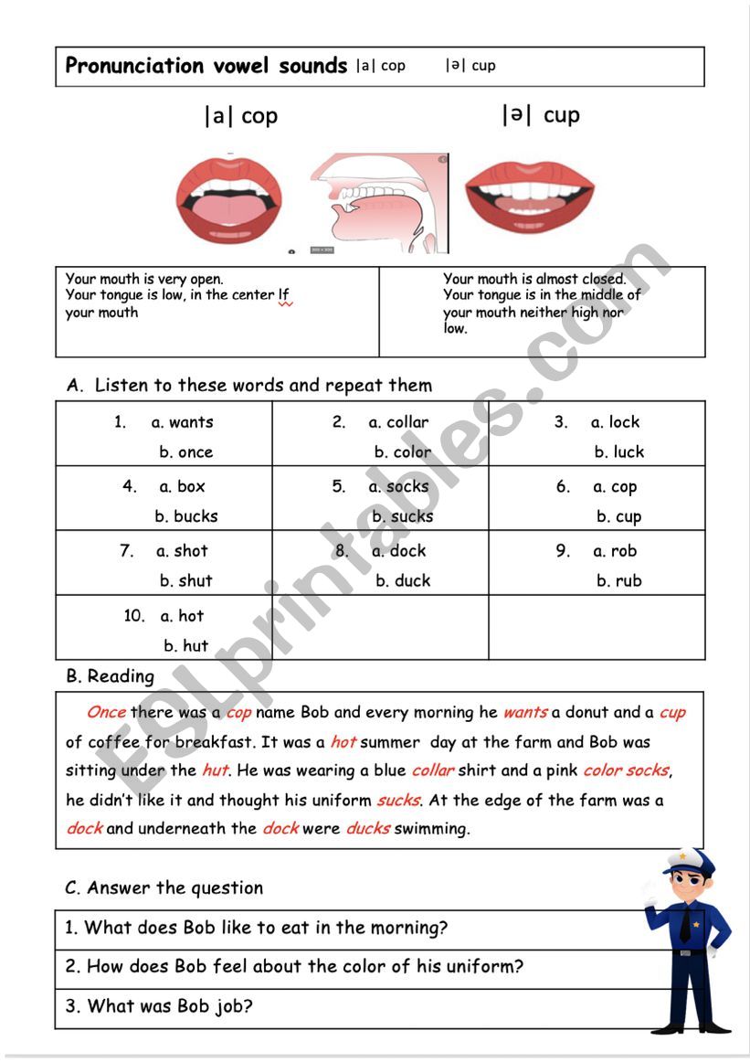 pronunciation practice worksheet