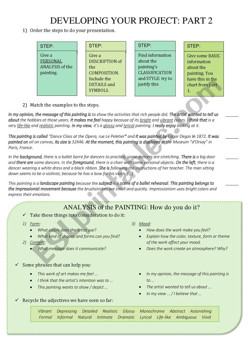 Describing a painting - project part 2