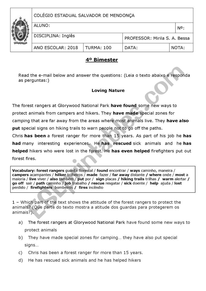 Simple Present  worksheet