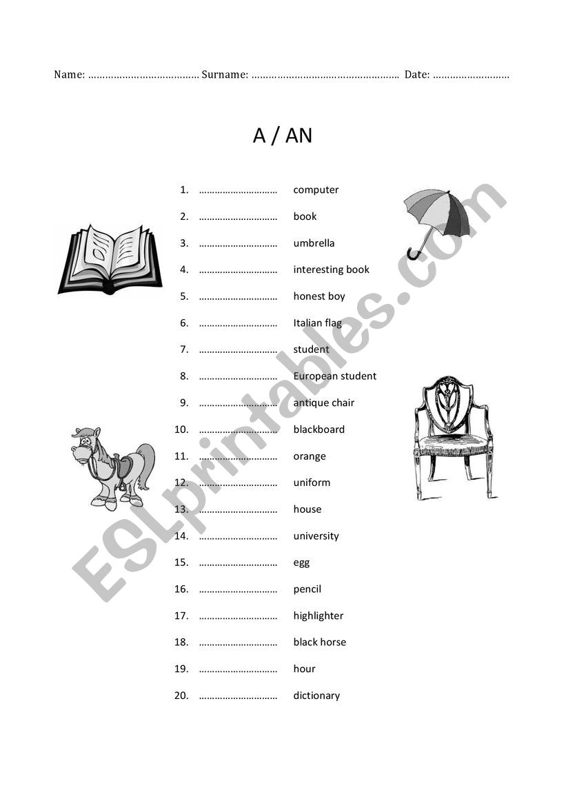A An Exercise Esl Worksheet By Natashaanceschi