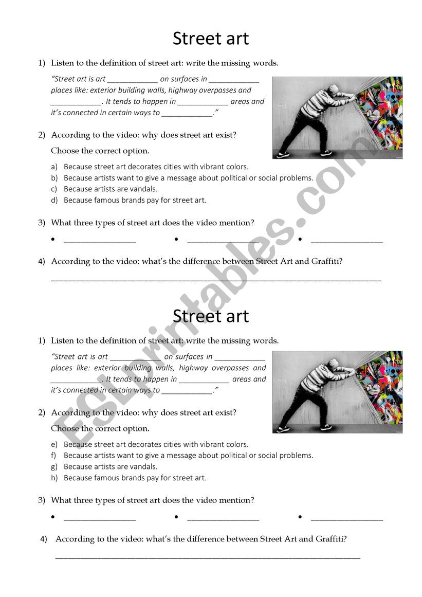 Street Art worksheet