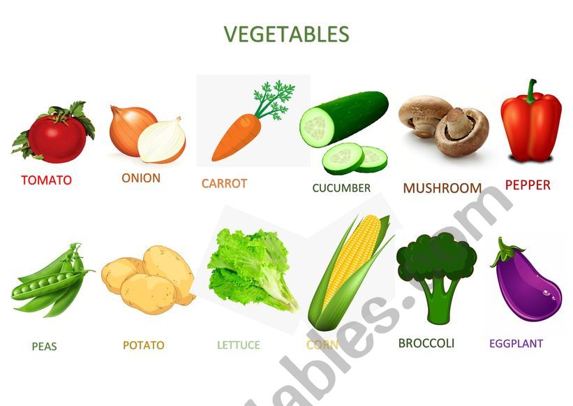 Vegetables Pictionary worksheet