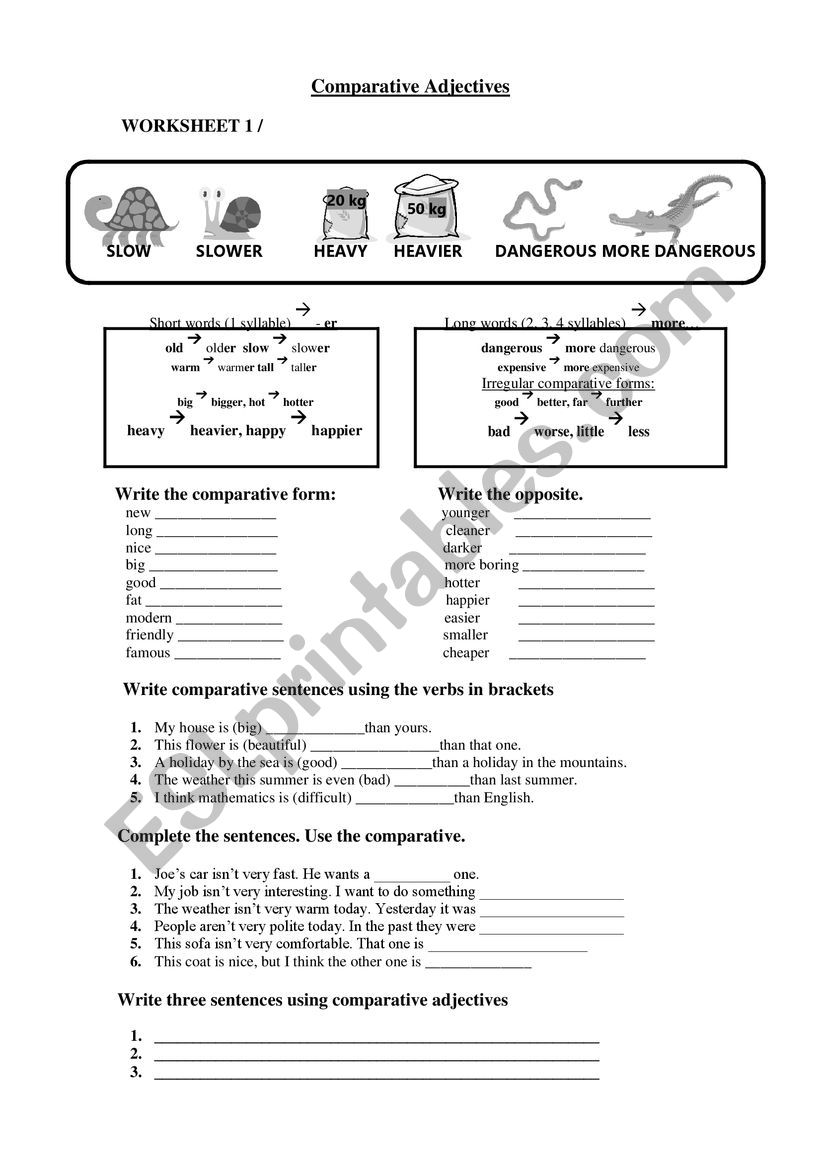 Comparatives-Superlatives worksheet