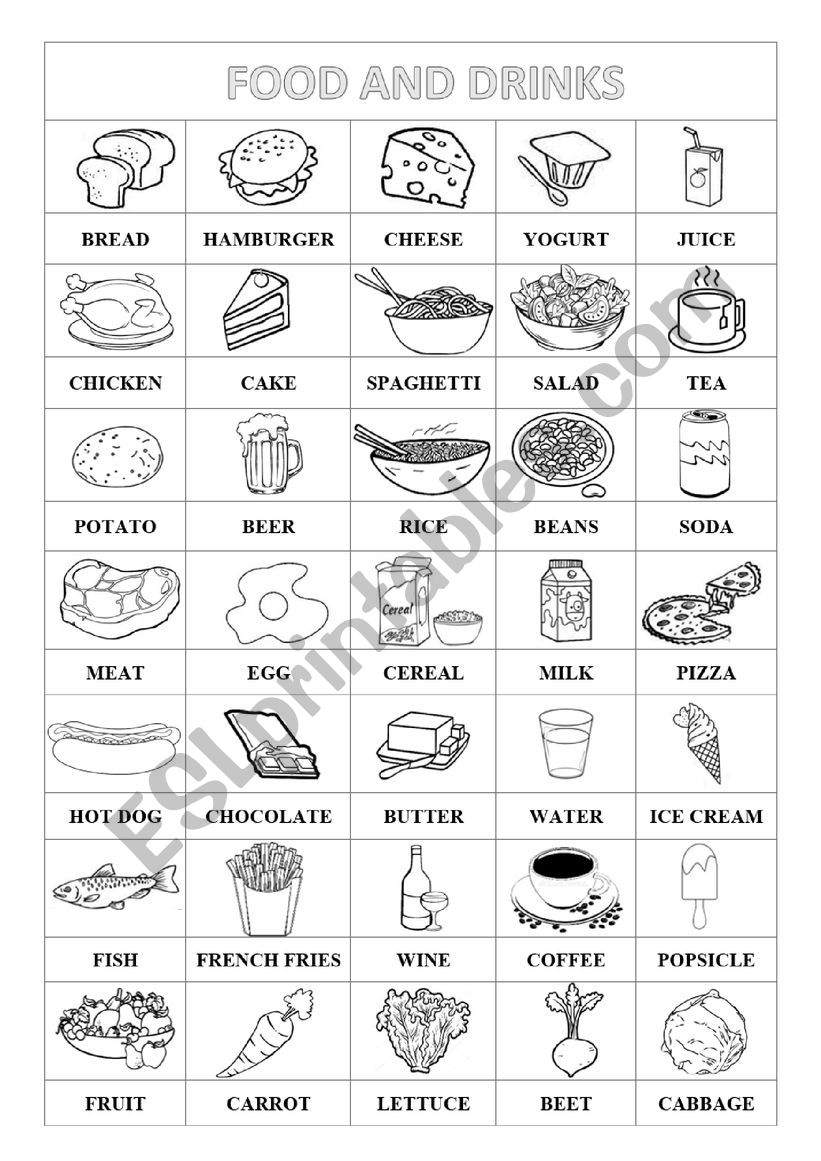 Food and Drinks worksheet