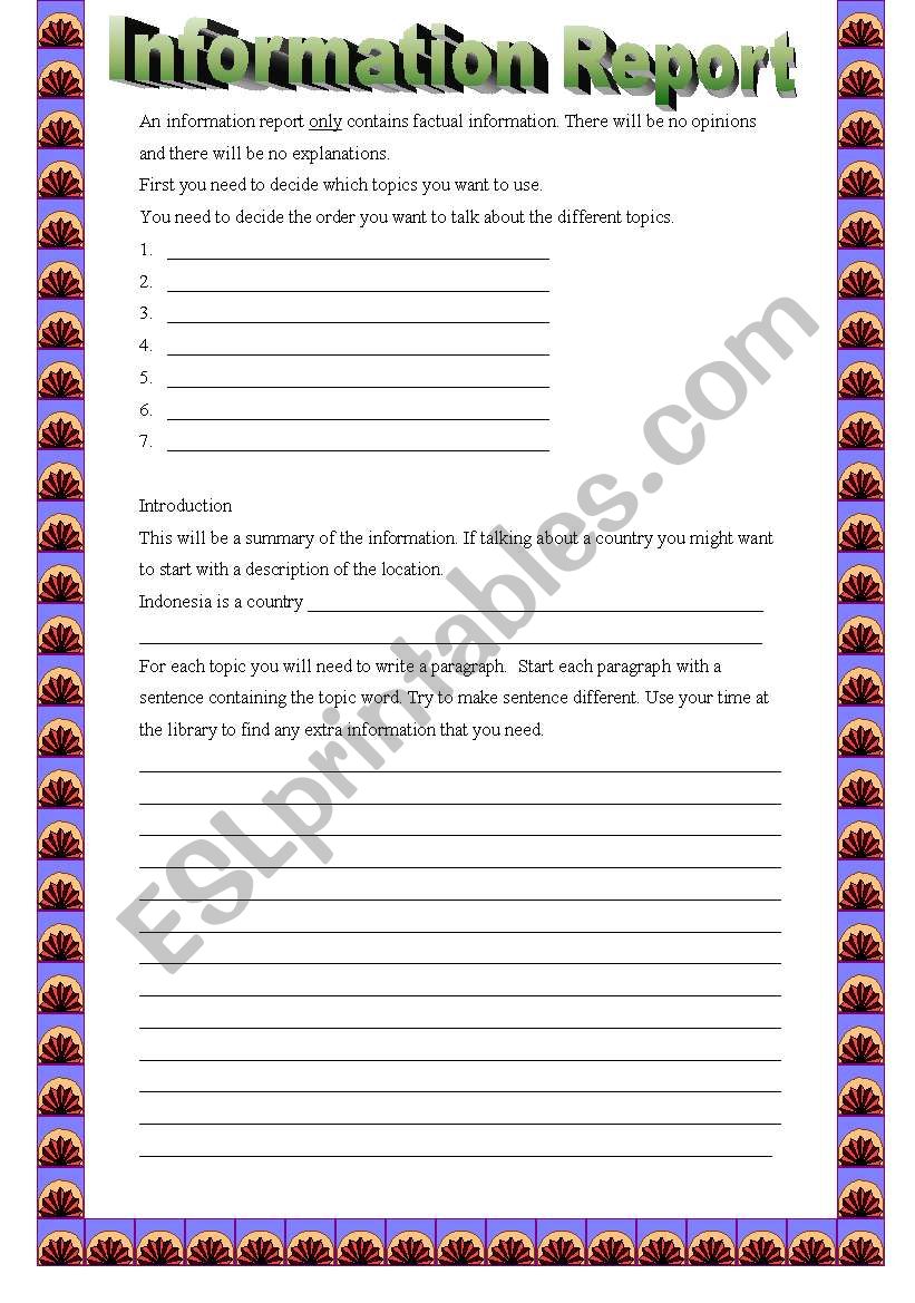 How to write an Information Report