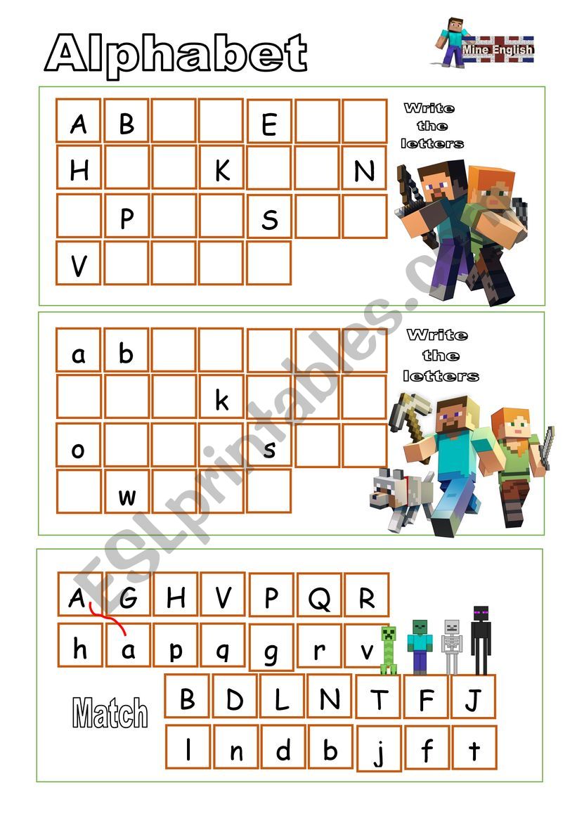 Alphabet. English with Minecraft Heroes.Part 2