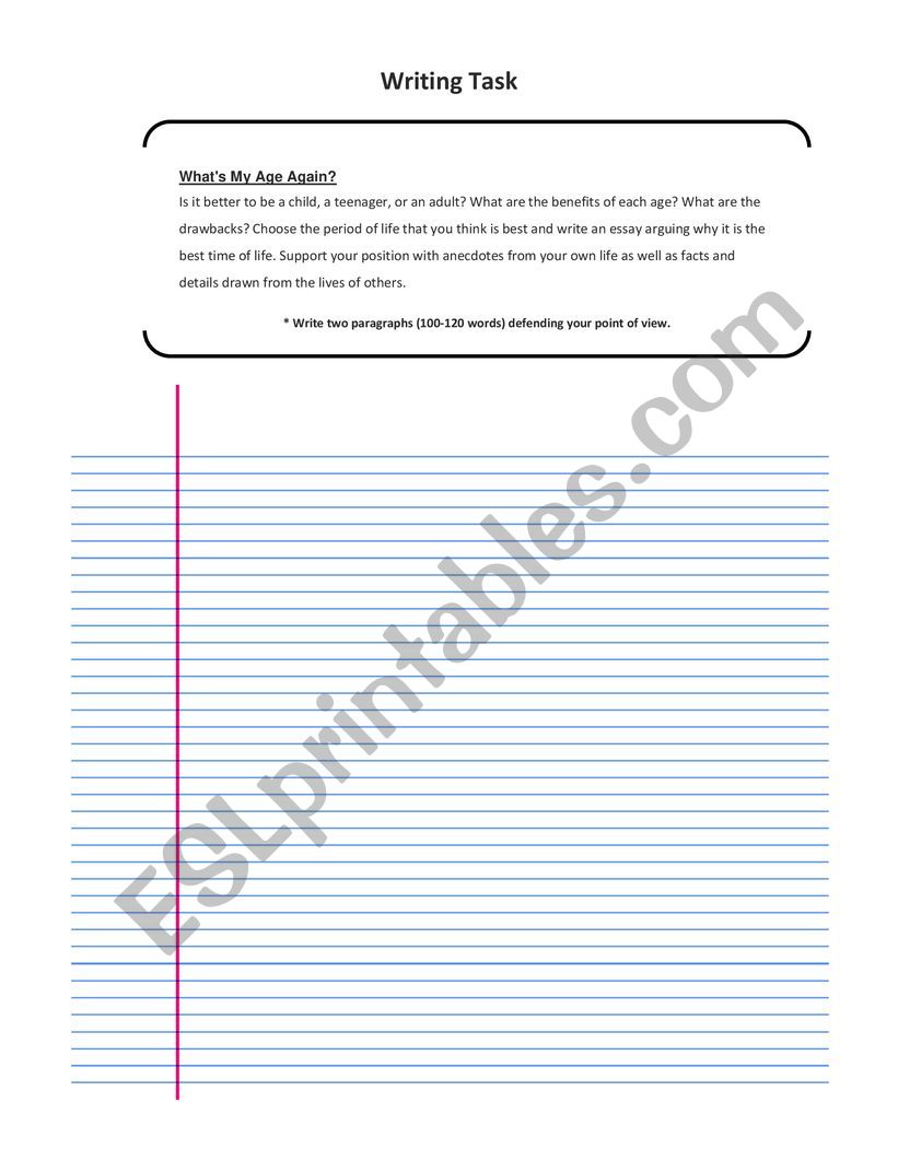 Writing Task worksheet