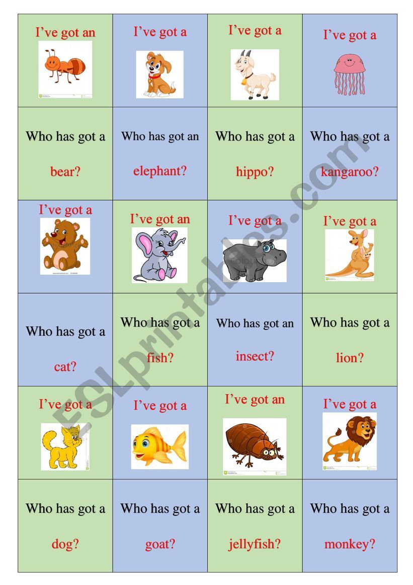 ABC animals (loop game) worksheet