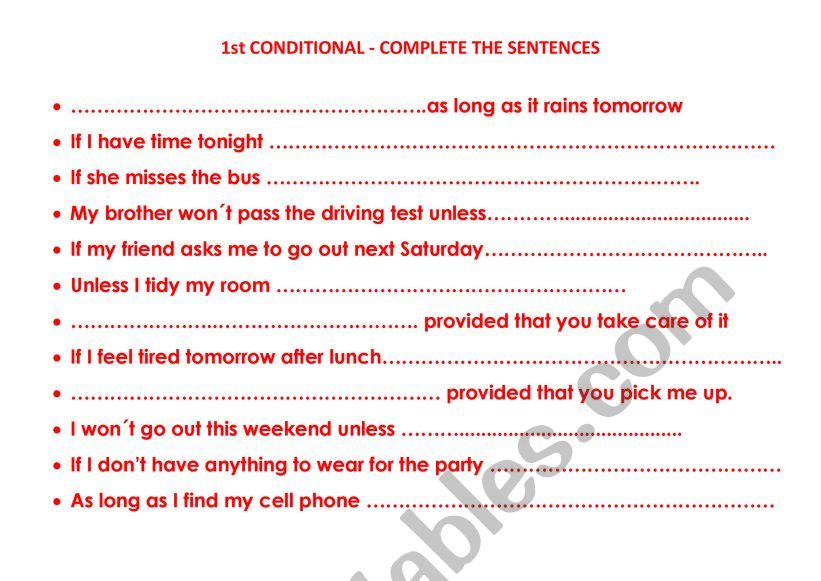 1st CONDITIONAL worksheet