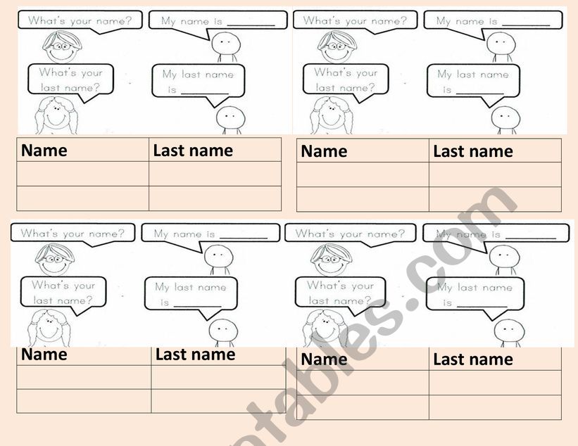 Name and last name worksheet