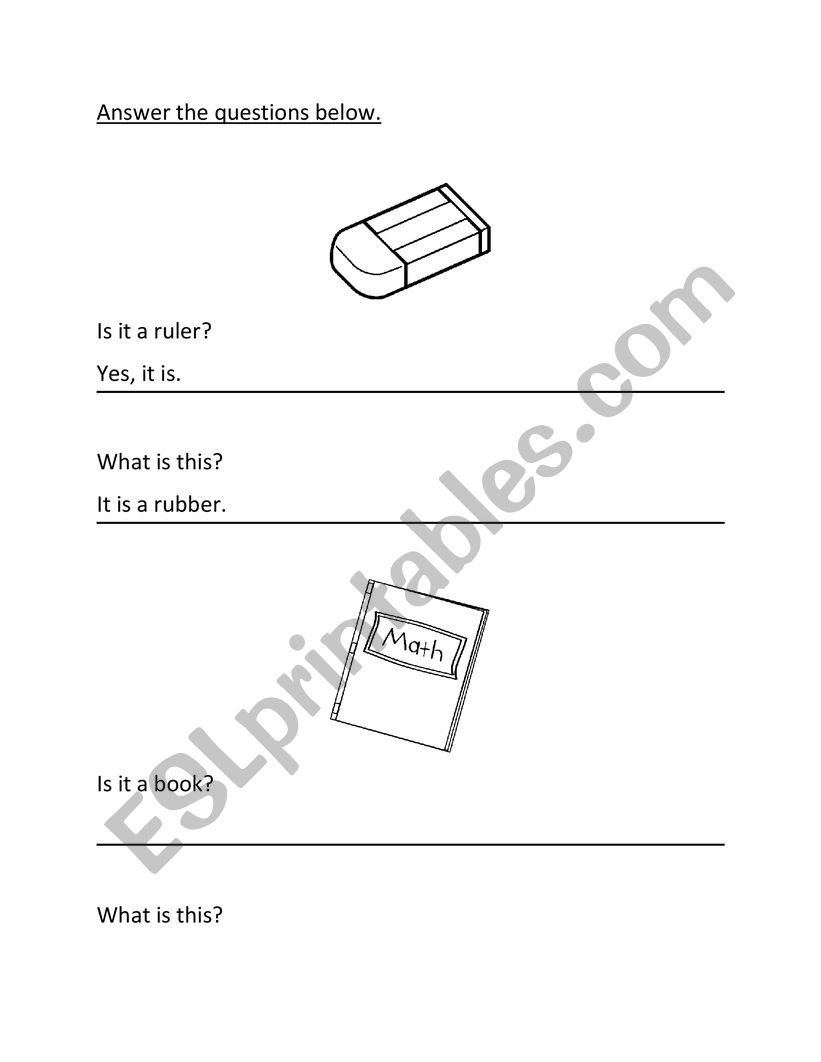 Stationery worksheet