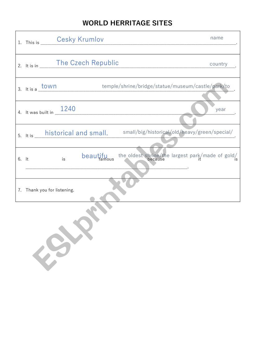 World heritage sites presentation example and template