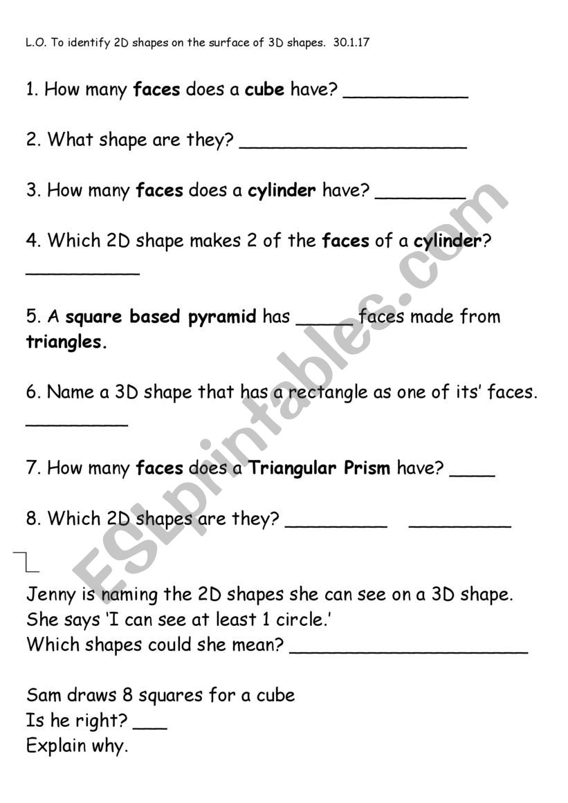 shapes worksheet