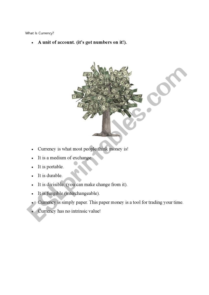 currency worksheet