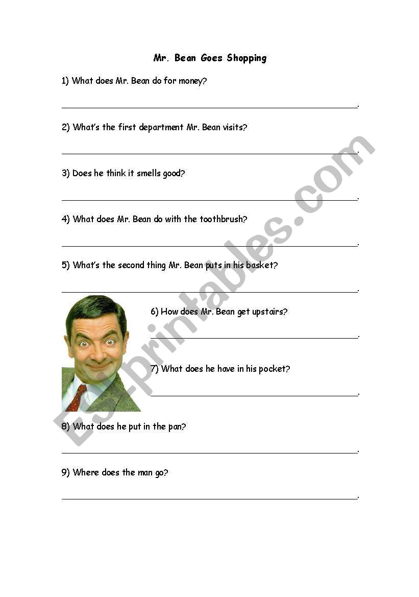 Mr Bean Goes Shopping Comprehension Questions