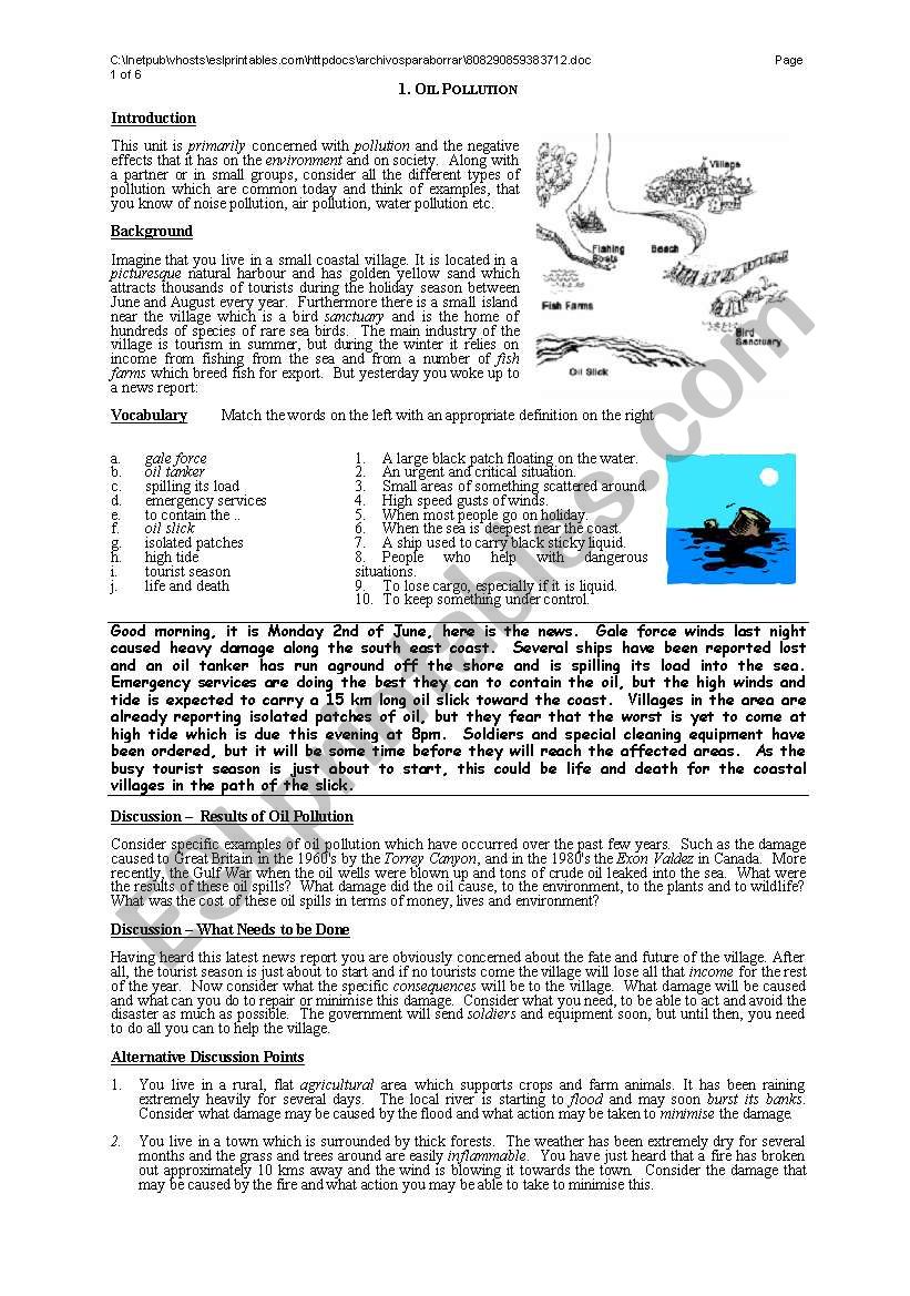 oil pollution - complete speaking scenario