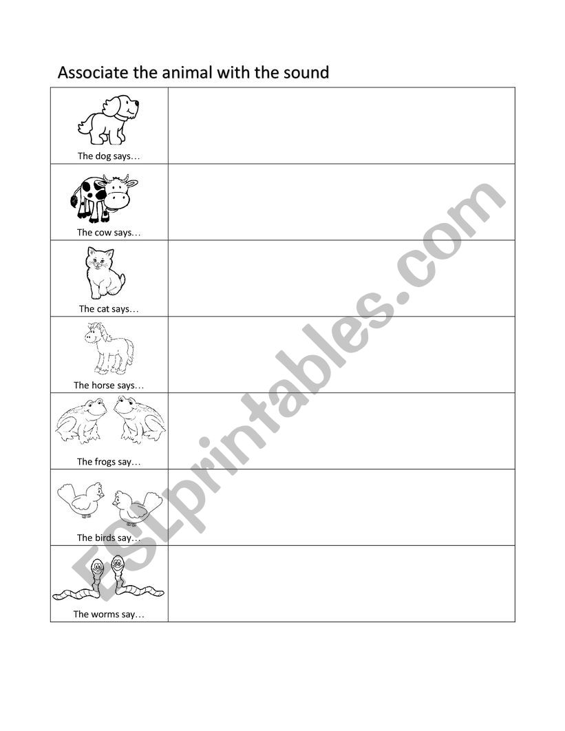 Animal sounds worksheet