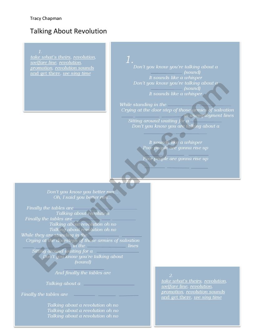 Talking about revolution worksheet