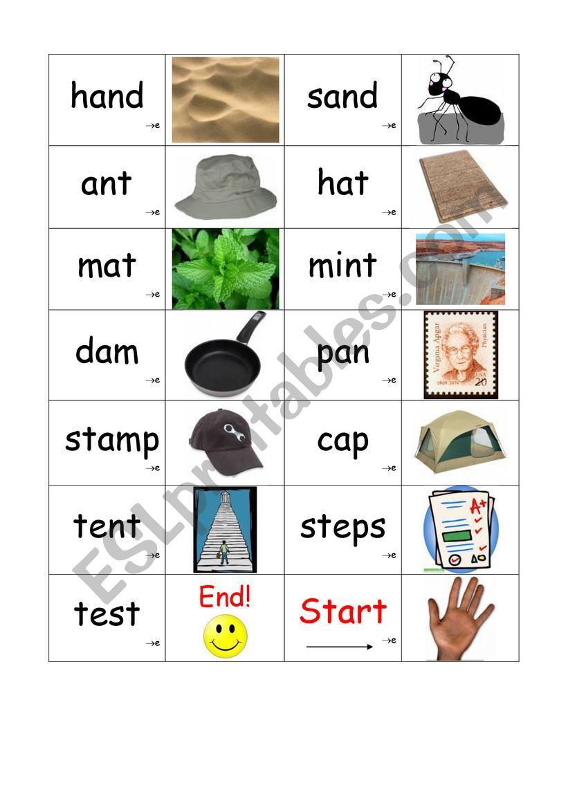 Domino Puzzle - a/e/i sounds worksheet