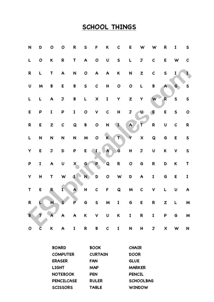 School Things worksheet