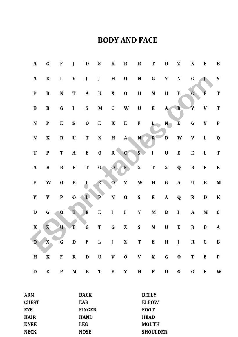 Body and face worksheet