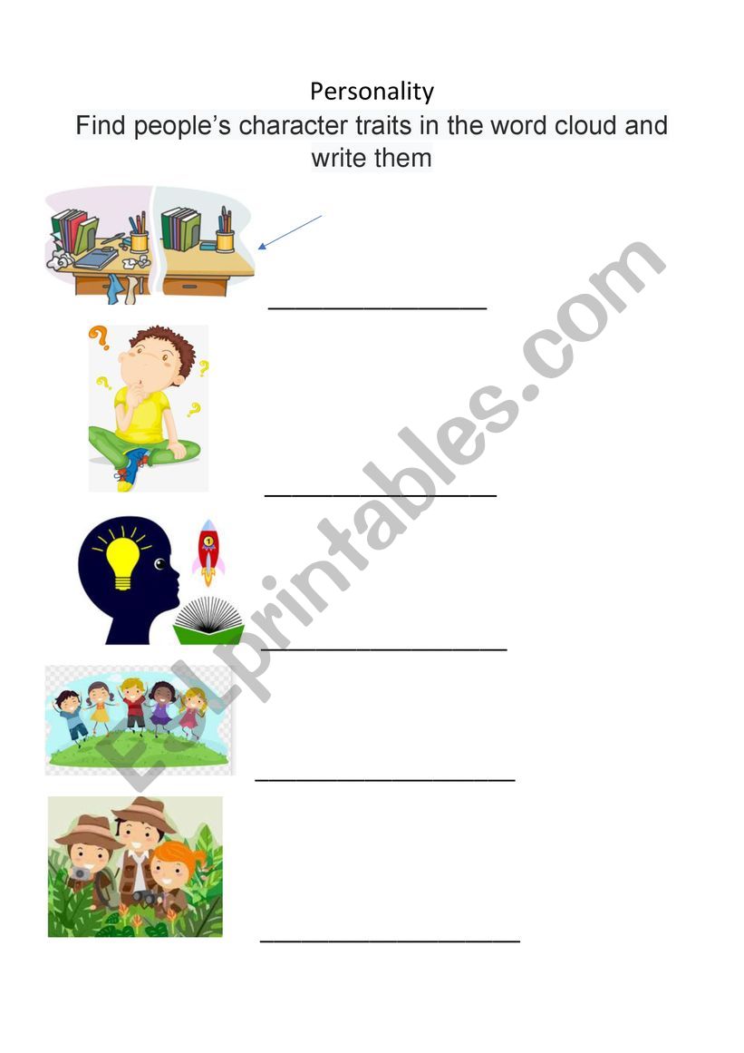 Personality adjectives worksheet