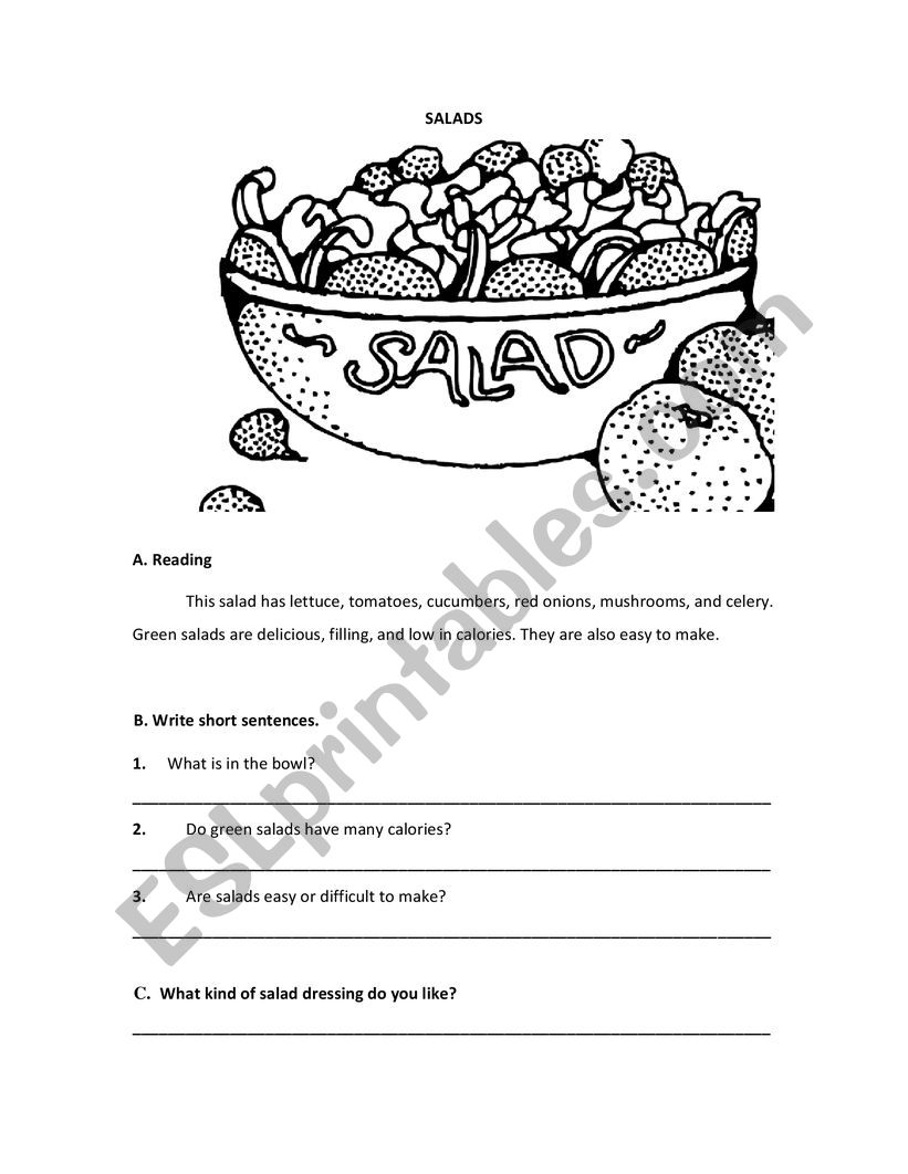 Salad worksheet