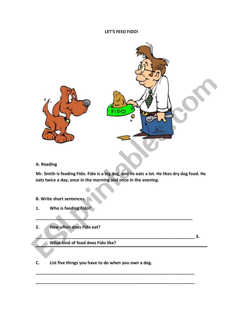 Let�s Feed Fido! worksheet