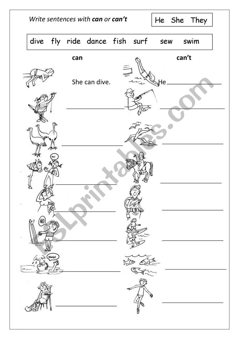can or canï¿½t  worksheet